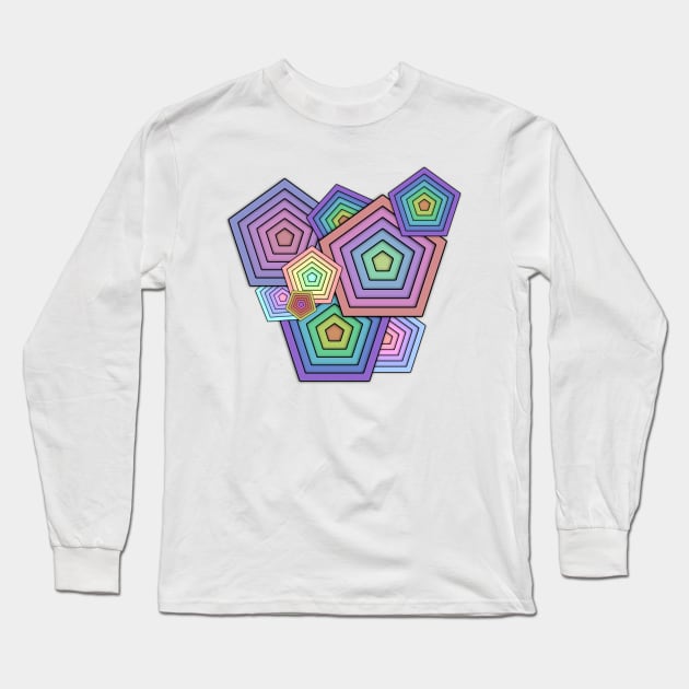 Pentagonal Harmony: An Abstract Fusion Long Sleeve T-Shirt by EnjoyArty